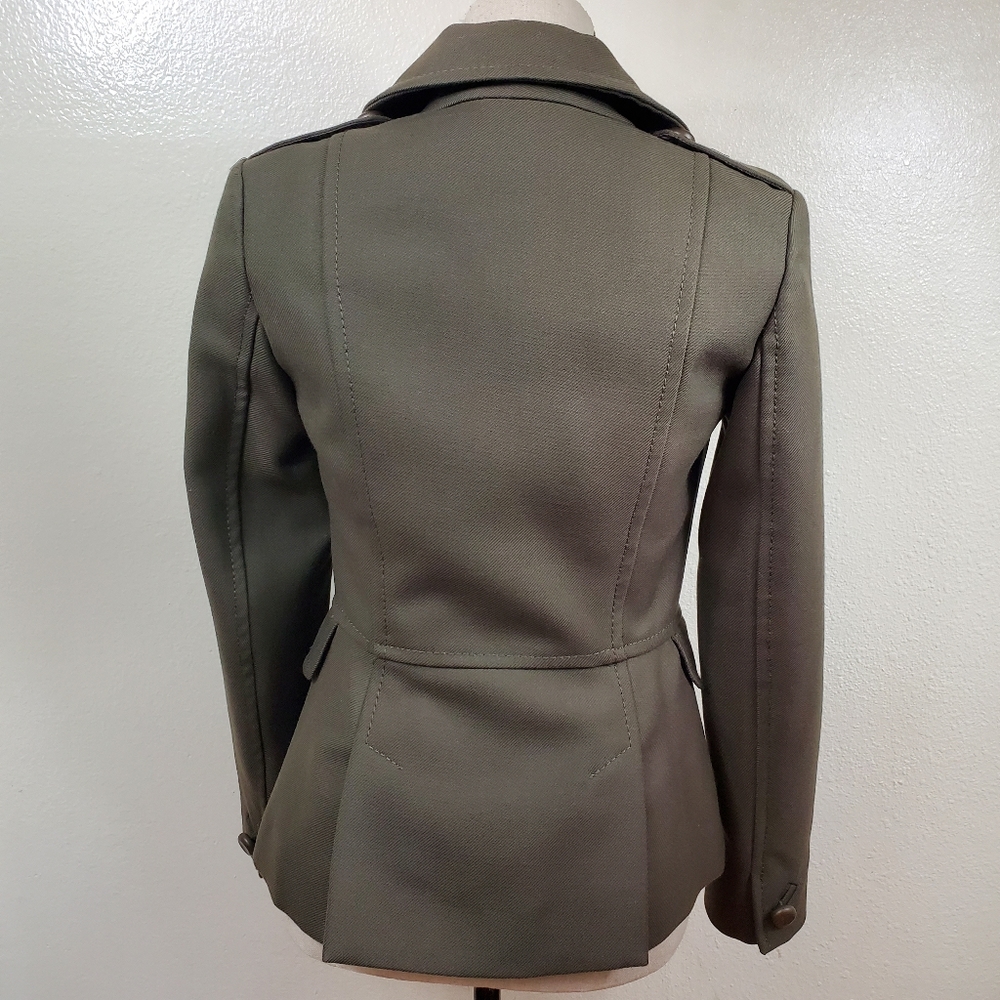 French Connection Green Structured Wool Blend Peacoat Size 0 - Picture 2 of 6